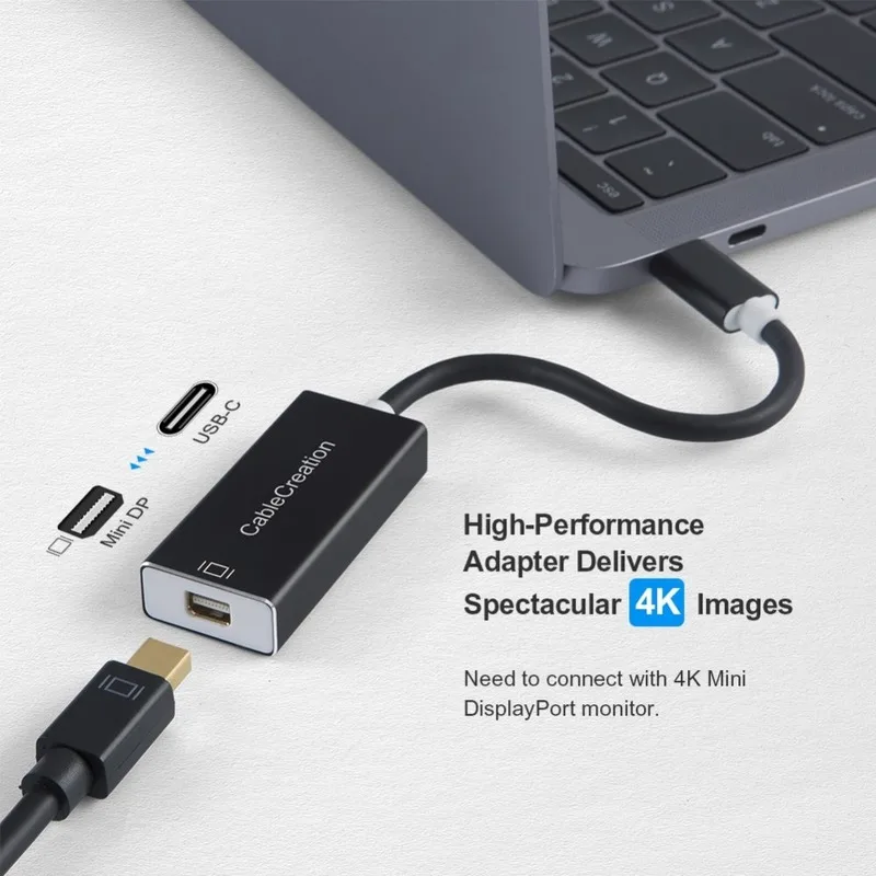 Адаптер USB C Mini DisplayPort 4K @ 60 Гц Type DP (не адаптер Thunderbolt) MacBook Pro 2017/2018 Chromebook Pixel|Кабели VGA|
