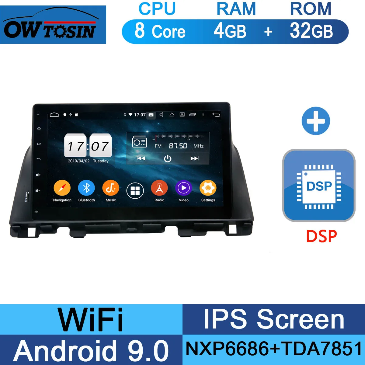 32G DSP 10," ips, Octa Core, 4 Гб+ 64 ГБ Android 9,0 Автомобильный мультимедийный плеер для Kia K5 KIA Оптима радио gps попугай BT - Цвет: 32G DSP