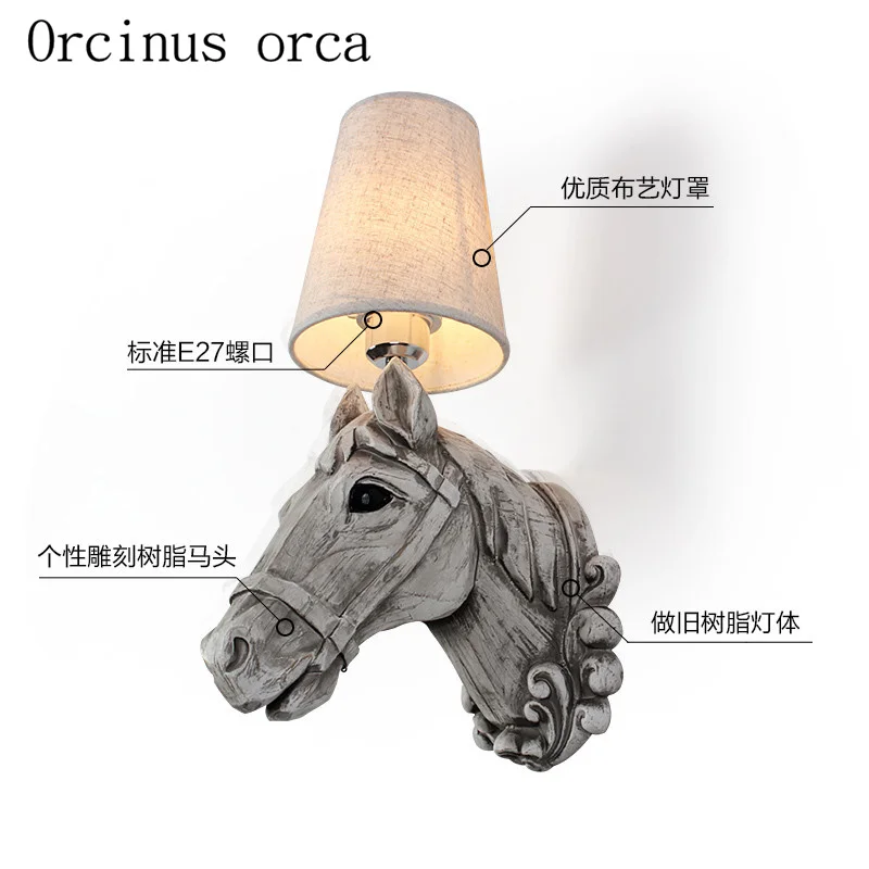 Креативный настенный ретро-светильник в американском стиле с лошадиной головой