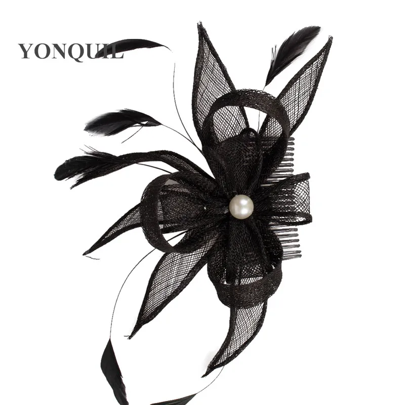 

Sinamay Fascinator Headwear Colorful Mesh Feather Occasion Show Hair Accessories Millinery Cocktail Hats Wonderful Color MYQ084