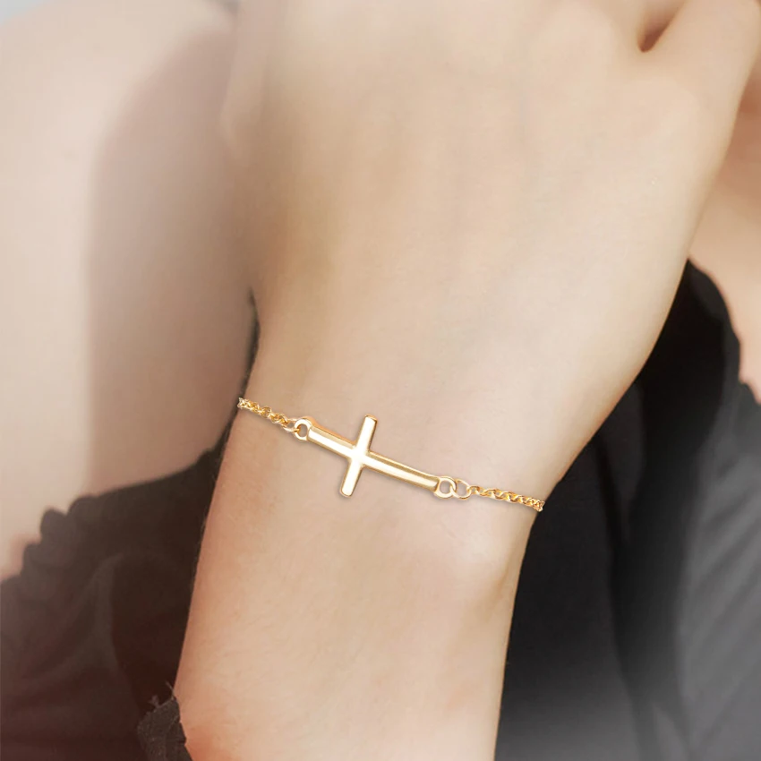 

10PCS Silver Color/Golden Stainless Steel Cross Bracelet Women Religious Bracelets Christian Jewelry Bridesmaids Gift Wholesale