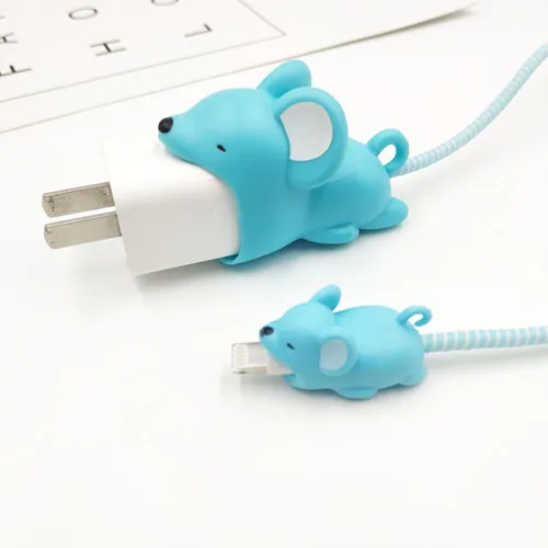 Mouse and the rope Один набор милый кабель животные укус протектор для Iphone устройство для сматывания кабеля держатель телефона аксессуар кролик собака кошка животное кукла модель Забавный - Цвет: Mouse and the rope