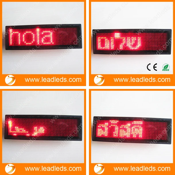 Promotion 44x11 Dots Rechargeable Red LED Programmable Badge with USB Programming Scrolling Tag * Window 8 Compatible | Освещение