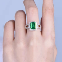 LOVERJEWELRY Women Rings Hot Sale 255Ct Natural Diamonds Emerald Ring Solid 14Kt Yellow Gold Ring Emerald Jewelry For MOM Gift