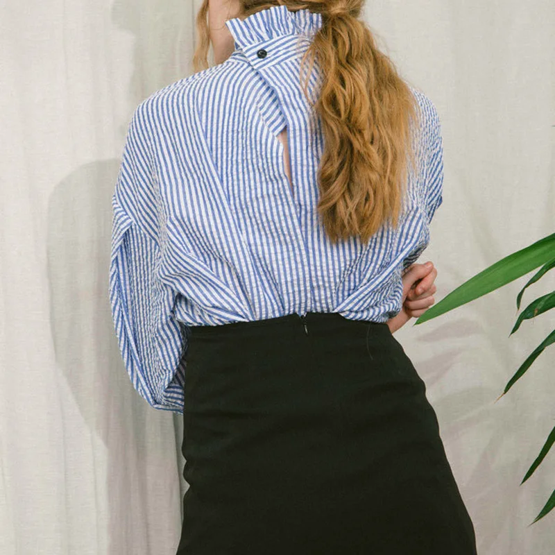 TWOTWINSTYLE 2019 осенний винтажный Женский комплект из двух предметов рубашка в полоску