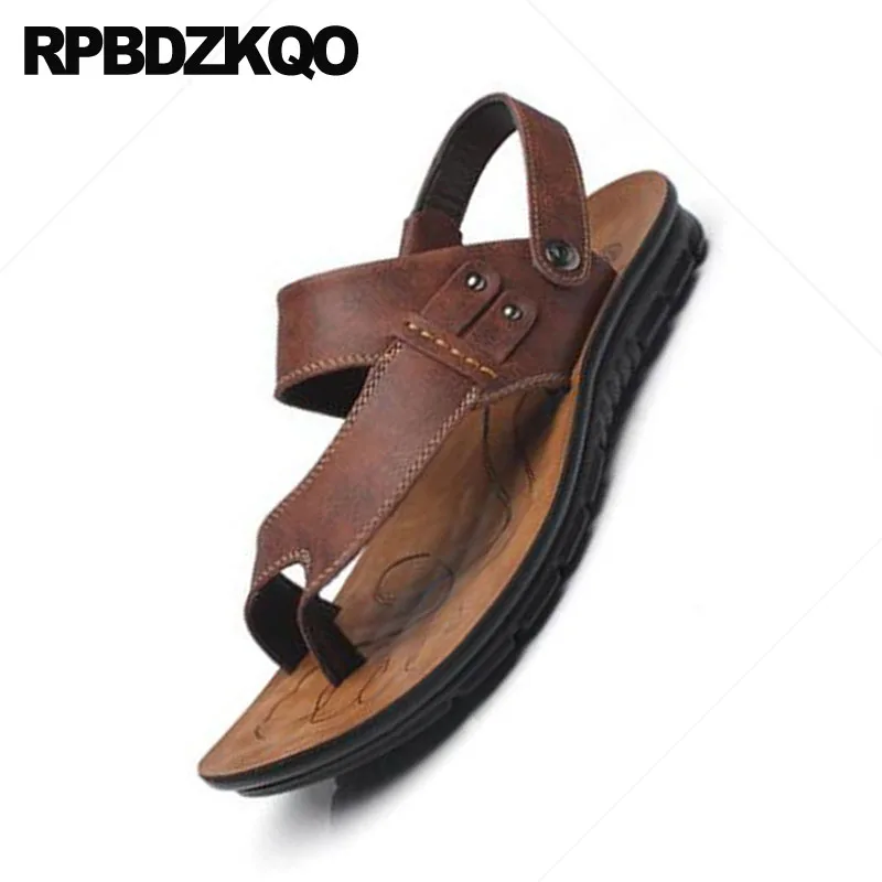 петля для носка Runway водонепроницаемый плеть Мужские сандалии кожаное лето воды