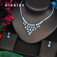 hibride beautiful cz women bridal jewelry sets luxury earrings necklace set wedding dress accessories party show n 455
