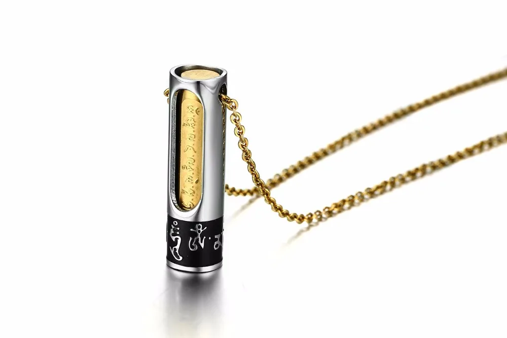 

2020 Fashion Buddhism Men Necklace Chain Religion Gold-Color Necklaces Man Open Pendants For Male Trendy Stainless Steel Jewelry