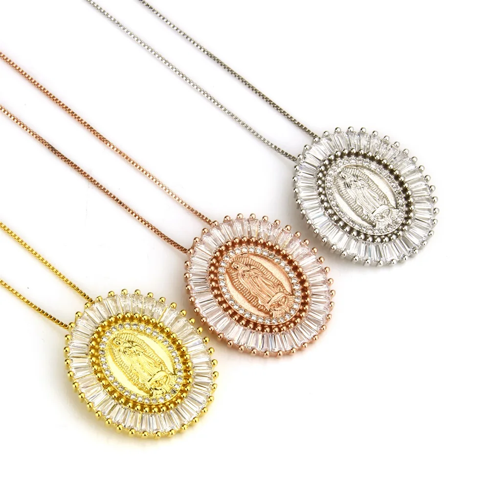 

SUNSLL 3 Color Copper necklace White Color Cubic Zirconia Oval Pendant Necklaces for Women Fashion Jewelry CZ Colar Feminina