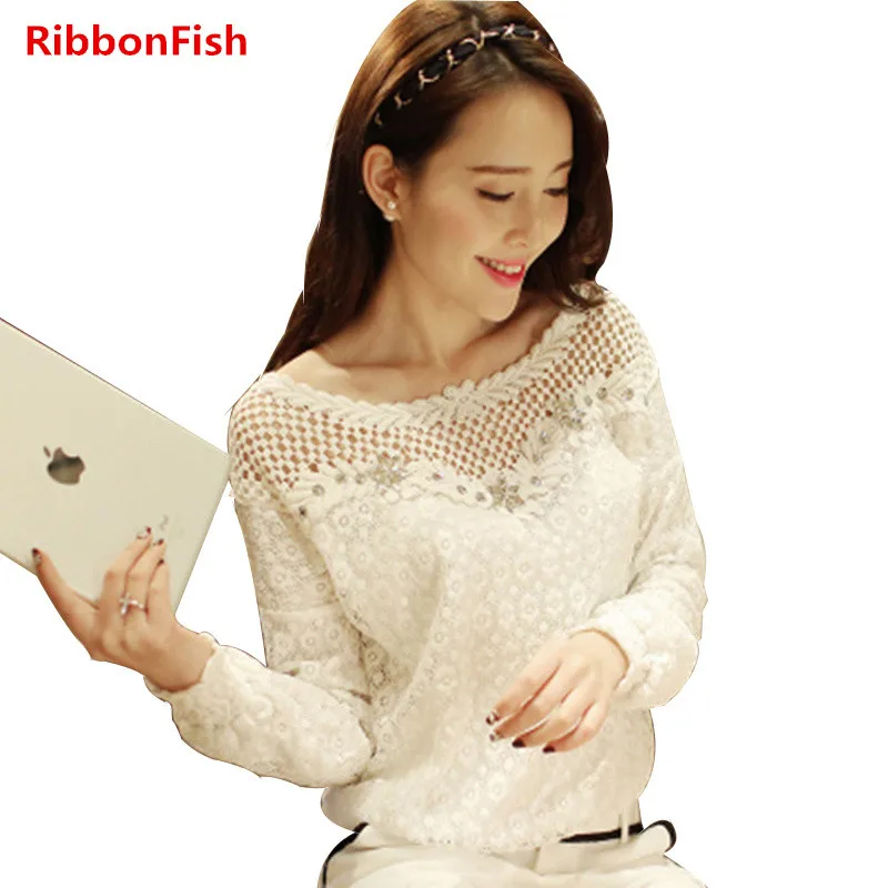Ribbonfish Для женщин сезон: весна–лето Стиль Кружево лоскутное Blousas Рубашки для