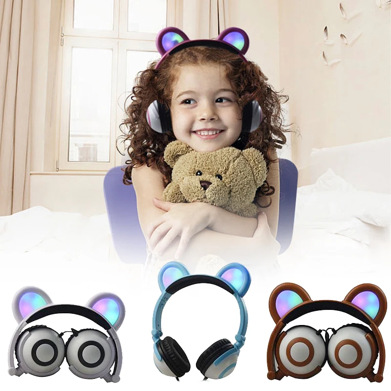 3 5 мм светодиодный световой мигающий свет складной Панда наушники гарнитуры