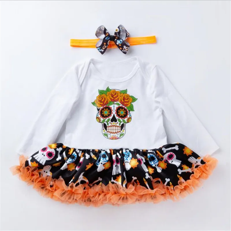 Костюмы на Хэллоуин с черепом для маленьких девочек костюмы тыквы косплей