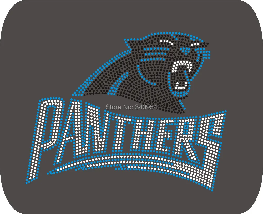 Panthers logo 10pcs/Lot free shipping hot fix motif rhinestone transfer iron on wholesale price | Дом и сад