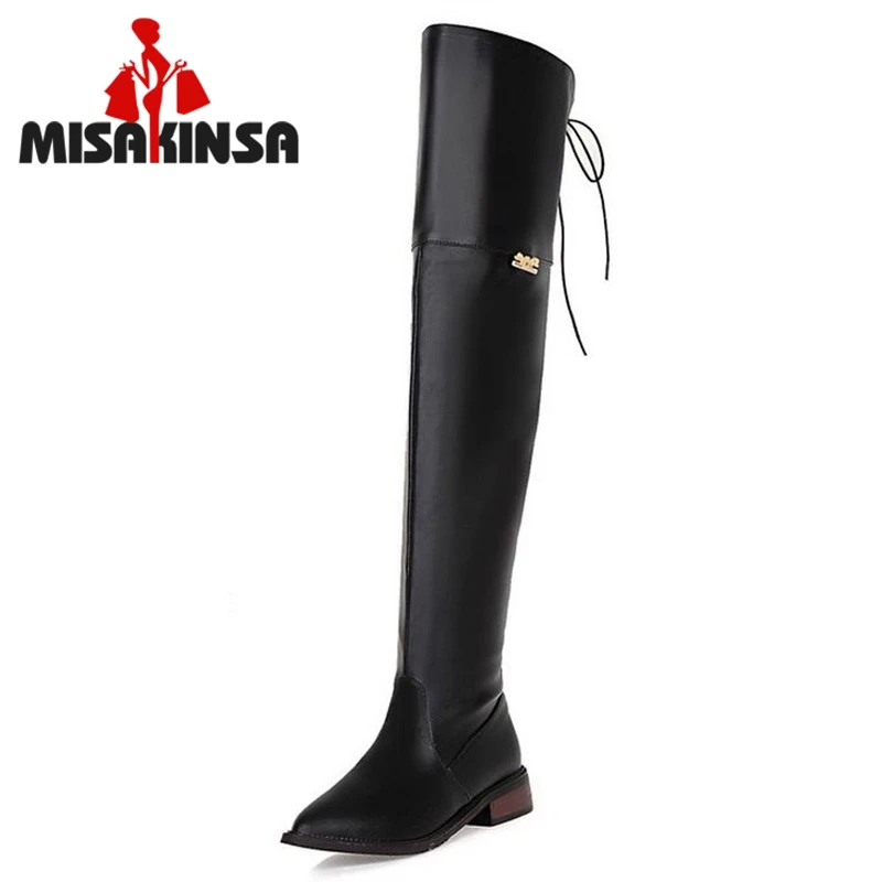 Women Boots Winter Ladies Fashion Flat Knight Shoes Over Knee Long Brand Footwear Size32-43 | Обувь