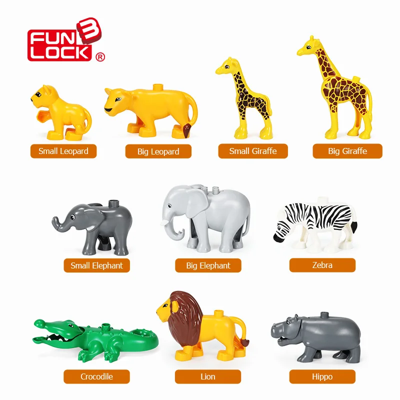 Конструктор Funlock Duplo игрушки животные на прерии 10 шт. в сумке креативные сборные