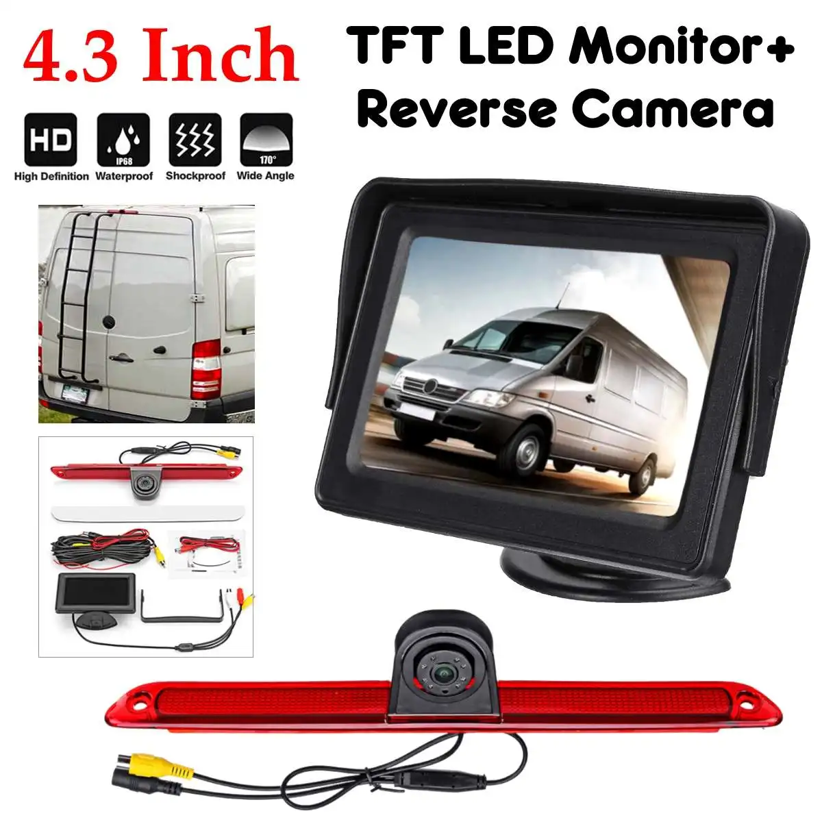 

Светодиодный TFT-монитор 4,3 дюйма + резервная камера заднего вида для Mercedes-Benz, Sprinter, VW, Crafter 2006-2017