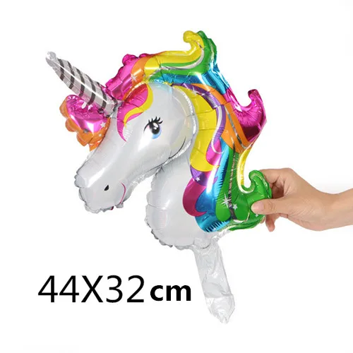 44X32cm Гигантский Размер 117 см розовые фиолетовые воздушные шары из фольги с радугой и единорогом Мультяшные животные большие глобусы гелиевые поплавковые шары детская игрушка подарок для маленькой девочки - Цвет: 44X32cm