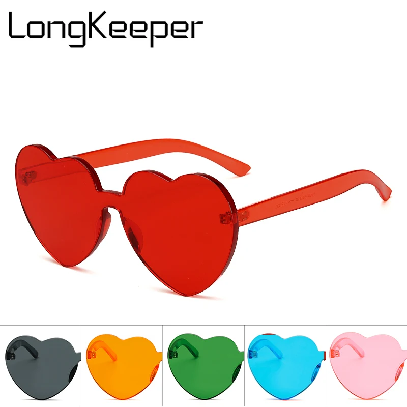 LongKeeper Love Heart Shaped фестиваль 90s солнцезащитные очки Винтаж класса люкс 2018 Брендовая