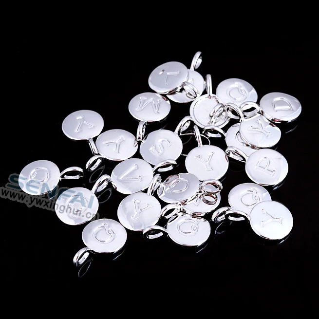 

Pick 10pcs from 15MM A-Z Alphabet Letter Charms Tag Hand Stamped Initial Charms Disc Circle Charm Pendant for DIY Jewelry Making