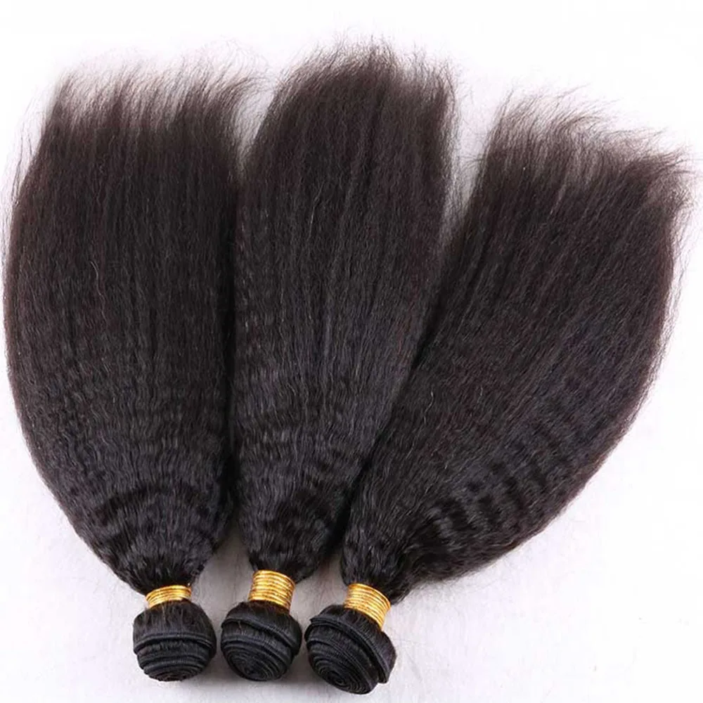 ДЖЕЙСИ Бразильский яки прямо человеческих волос Weave Связки Natural Цвет накладные волосы двойного машинного плетения волос Удлинение волосы не имеющие повреждения кутикулы связки(bundle