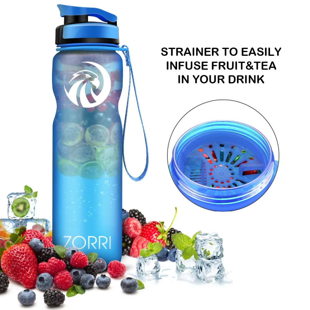 Спортивная бутылка ZORRI для воды с инфузером лимона и фруктов из тритана