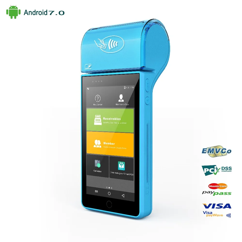 Терминальный POS терминал 5 дюймов android 7 0 карманная Мобильная оплата 4g КПК 58 мм
