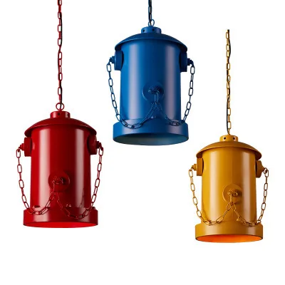 

Industrial Loft Fire Hydrant Style Red / Blue / Yellow Painted Iron Edison Bulb Chain Pendant Light Fixtures for Bar Restaurant