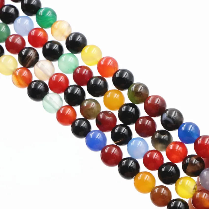 Charms Multicolor Round Natural Agates Loose Beads for Jewelry Making Stone 6mm 8mm 10mm 12mm Onyx Carnelian Findings 15inch A27 | Украшения