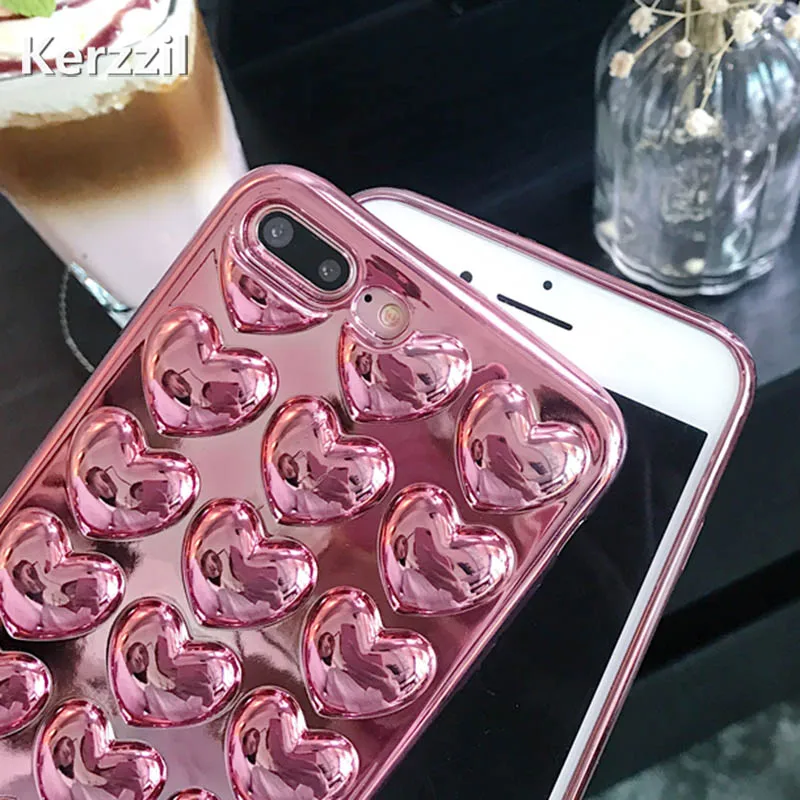Чехол Kerzzil для iPhone X 10 мягкие Мультяшные из ТПУ чехлы с 3d-рисунком в виде сердца 7 6 6S