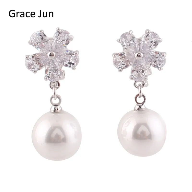

Бренд Grace Jun, новый дизайн, клипсы с искусственным жемчугом для женщин, клипсы для вечеринок