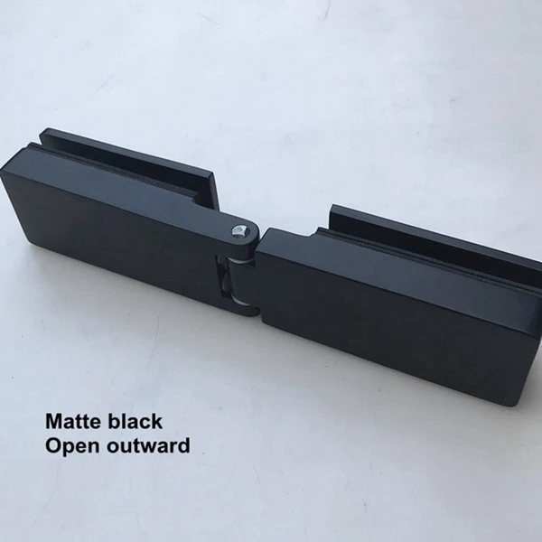 Black Open outward Стекло-стекло 304 нержавеющая сталь стеклянная дверная петля душевая дверная петля ванная комната запасные части Прямоугольный Стеклянный дверной зажим - Цвет: Black Open outward