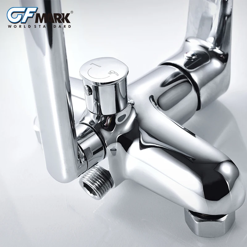 GFmark Поворотный смеситель для душа с длинным Изливом настенный хромированный