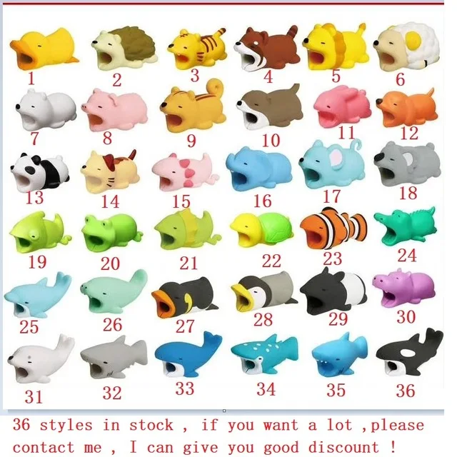 

wholesale 1 Cable bites Protector for Iphone cable Winder Phone holder Accessory chompers rabbit dog cat Animal doll model funny