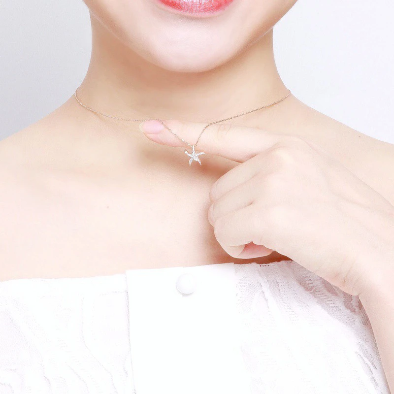 Ожерелье Aazuo женское из розового золота 100% пробы с подвеской в виде морской