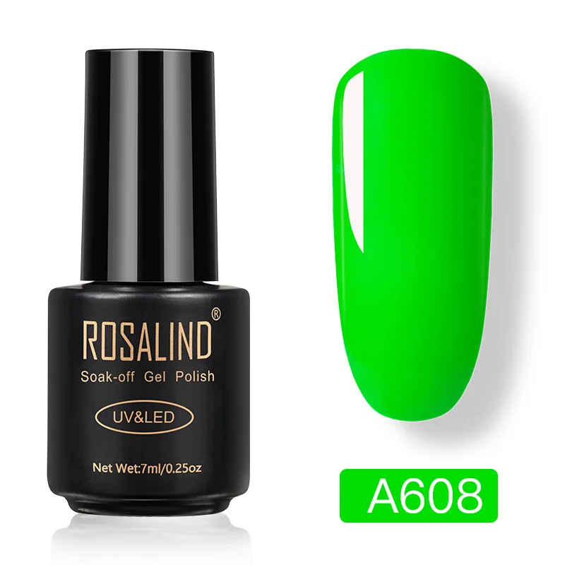 RAA608 Набор неоновых лаков для ногтей ROSALIND, полуперманентный УФ-праймер, базовое верхнее покрытие, Гибридный Гель-лак для ногтей, Гель-лак для маникюра - Цвет: RAA608