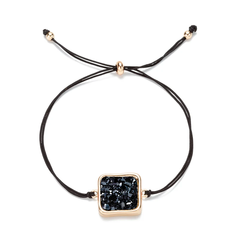 6 цветов квадратный Druzy браслет Drusy коричневая фиолетовая Смола камень