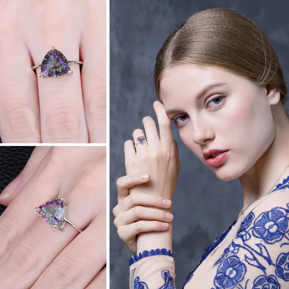 Jewelrypalace естественная Радуга Огонь Мистик Топаз Кольцо для Для женщин огранки concave