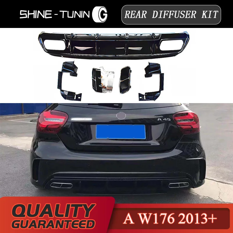 Подходит для mercedes A class W176 A45 Комплект кузова задний диффузор комплект 2013-18 a45 трубы