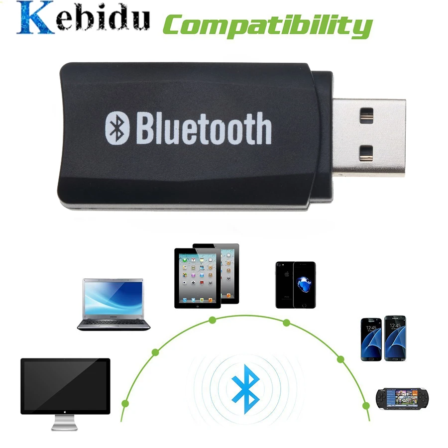 Kebidu беспроводной Bluetooth 5 0 USB приемник адаптер ключ AUX с 3 мм аудиокабелем громкой