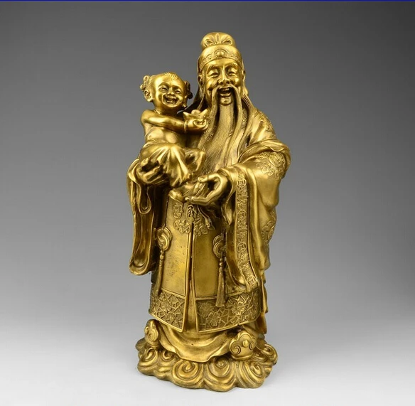 Китай (материк) Латунные Lucky Дракон Фу Лу Шоу Бог долголетия Будды Ruyi персики