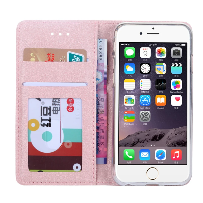 Чехол для Apple iPhone 6 6S Plus из шелковой кожи и силикона откидной чехол с кошельком iPhone6