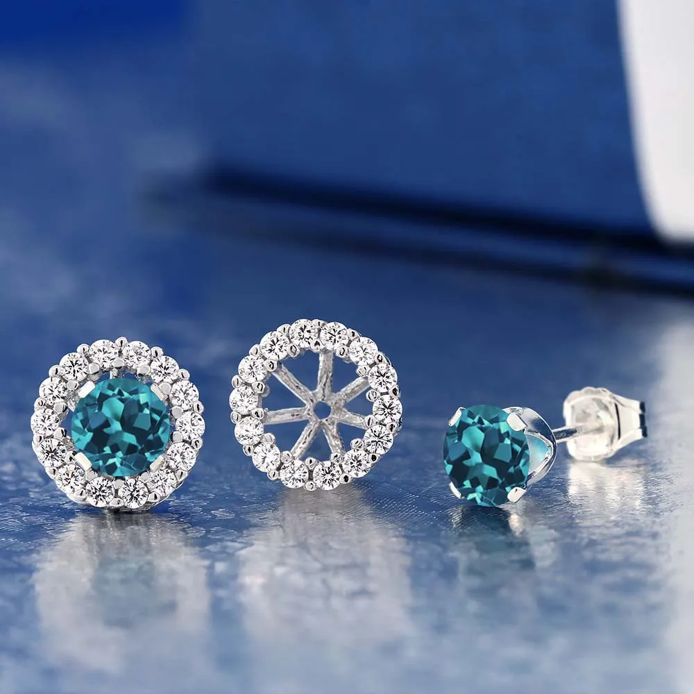 GemStoneKing 1 49 Ct Круглый натуральный Лондонский голубой топаз женские серьги Твердые