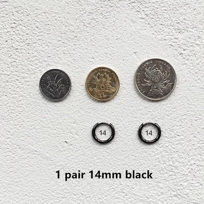 1 pair 14mm black Модные серьги из стерлингового серебра 925 пробы, простой Размер, кольцо для ушей, модные серьги для мужчин, женщин, мальчиков и девочек, серебряные серьги, ювелирное изделие - Окраска металла: 1 pair 14mm black