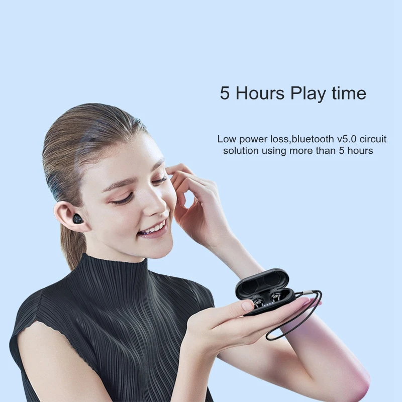 Bluetooth наушники водонепроницаемые IPX7 TWS с микрофоном и зарядным футляром|Наушники