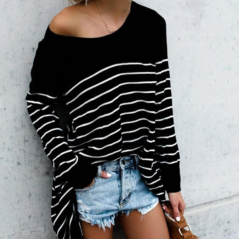 2018 горячая распродажа женский вязаный кашемировый шерстяной свитер в полоску