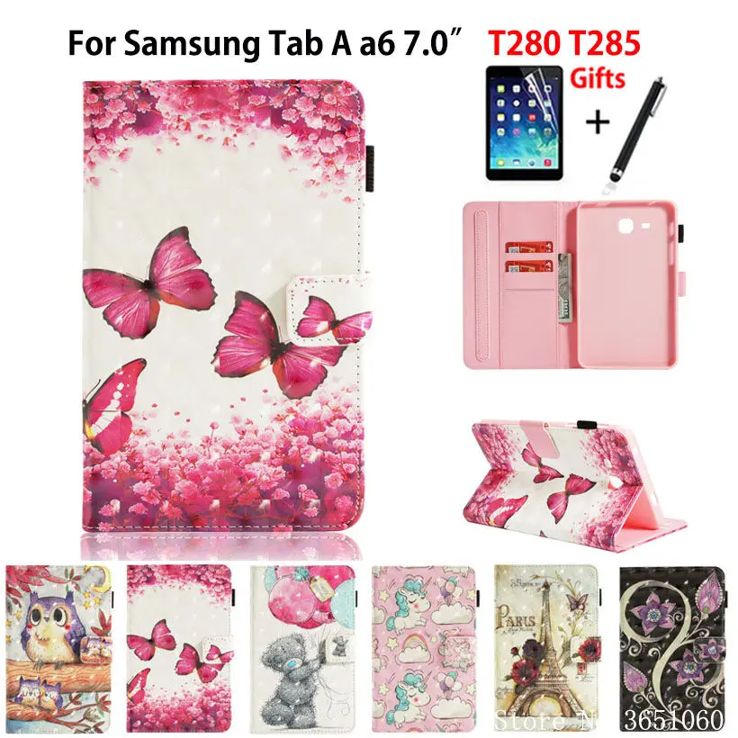 Чехол для Samsung Galaxy Tab A a6 7 0 2016 T280 T285 SM-T280 дюйма чехол планшета 3D чехол-подставка с