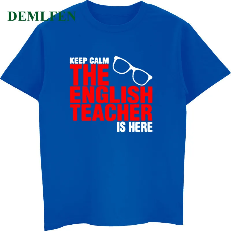 Модная забавная Мужская Футболка Keep Calm с надписью English Is Here хлопковая футболка