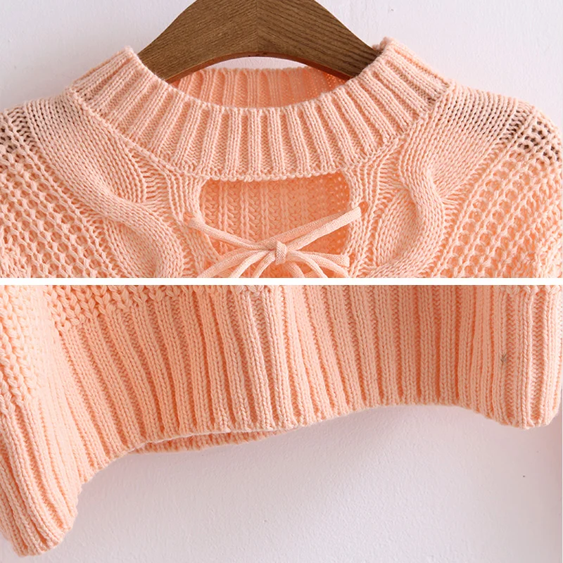 Natooda осень Кружево Up свитер Для женщин Новинка 2017 года трикотажные Свитеры для