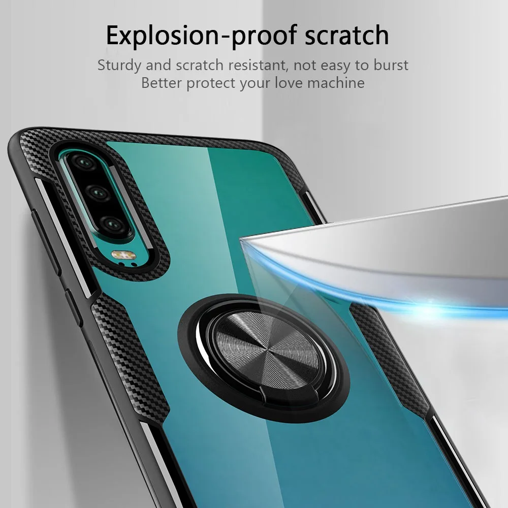 KISSCASE Armor чехлы для телефонов Huawei P20 P30 Lite Pro Mate 20 кольцевой держатель чехол Honor 8X 10