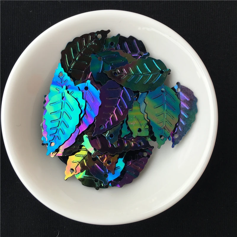 Черные блестки в форме листа с 2 отверстиями и блестками блестящие наклейки на